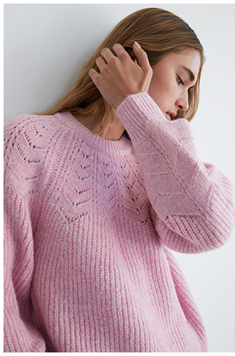 wool blend pointelle knit jumper