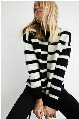 wool blend contrast stripe knit jumper