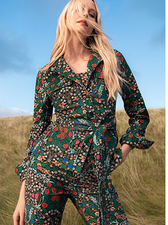 wh x william morris society floral print cord belted jacket