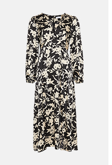 Floral long sleeve midi tea dress