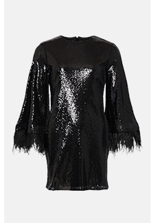 feather sequin mini dress