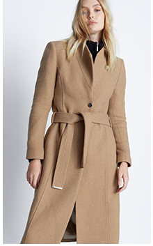italian wool blend long line wrap coat