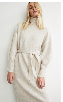 cosy roll neck seam detail midi dress
