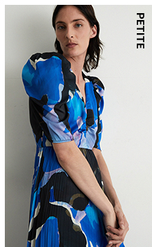 petite abstract v neck pleated maxi dress