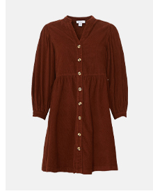 cord button front mini smock dress