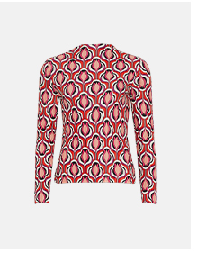 printed plisse long sleeve top