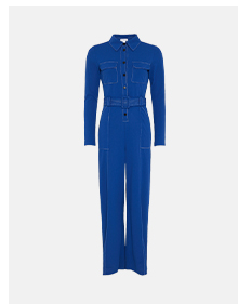 topstitch jersey crepe belted jumpsuit