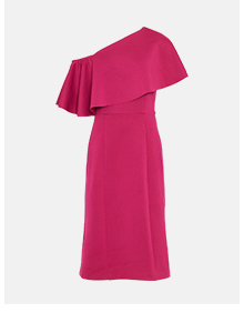 scuba ruffle one shoulder dress