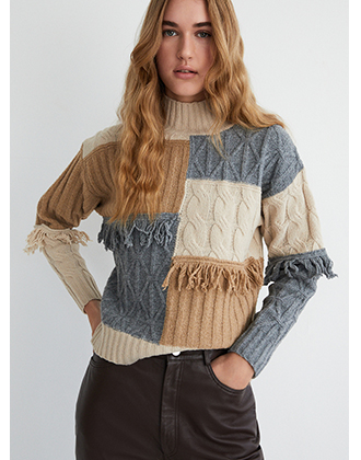 multi stitch tassel knit jumper