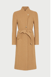 italian wool blend long line wrap coat