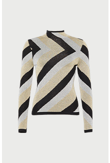 diagonal metallic stripe knit top