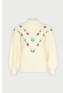 hand embroidered yoke knit jumper