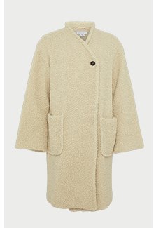 asymmetric wrap teddy coat