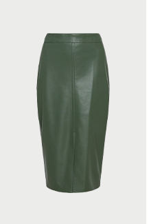 split front faux leather pencil skirt