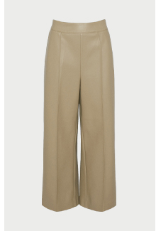 faux leather wide crop trouser