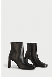 premium leather squared toe knee ankle boots