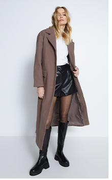 long line single breasted tailored coat
