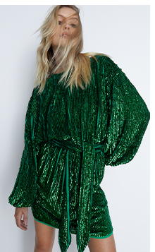 hand sequined belted mini dress