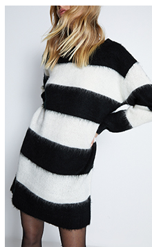 brushed stripe knit short dress