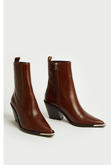 premium real leather toe cap western boot