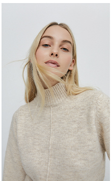 recycled wool mix funnel neck knit jumper