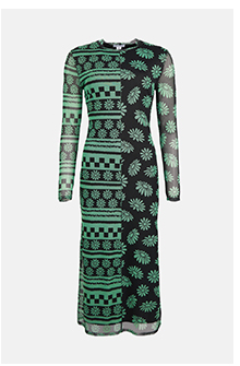 warehouse x kara rose printed mesh dress