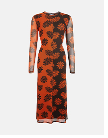 warehouse x kara rose printed mesh dress
