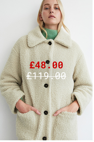 oversized button through teddy coat