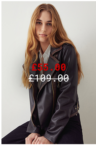 faux leather contrast trim biker