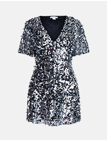 sequin v neck mini dress
