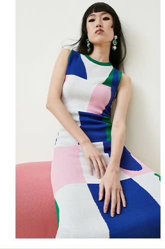 split colour block knit trouser