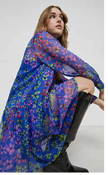 shirt tiered mini dress in floral