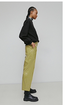 vinyl barrel leg trouser