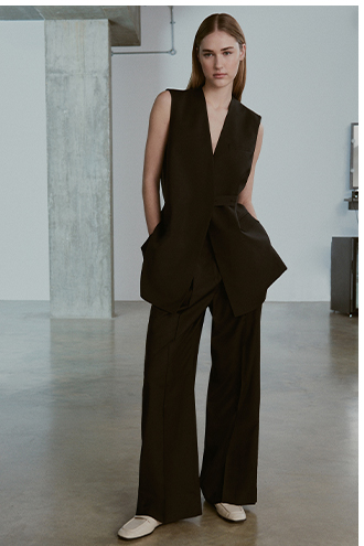 pintuck wide detail pants