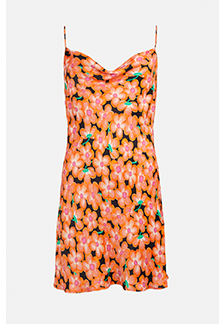 satin mini slip dress in floral