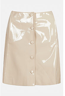 button through pocket detail vinyl skirt
