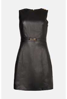 faux leather snaffle detail dress