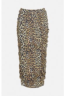 animal print mesh ruched side skirt