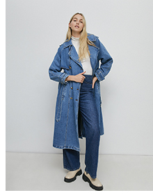 denim oversized trench coat