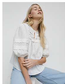 seersucker lace and pintuck detail cotton top