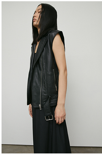real leather sleeveless biker jacket