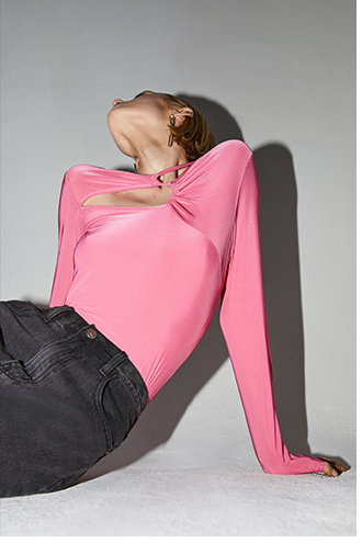 slinky cut out long sleeve top
