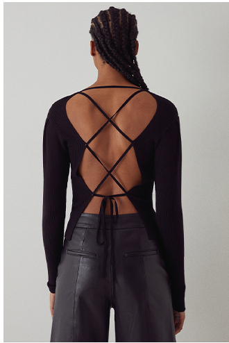 mixed rib open back jumper