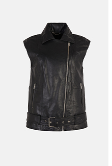 real leather sleeveless biker jacket