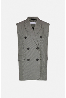 essential dogstooth sleeveless blazer