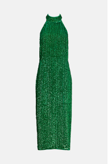 sequin halter neck midi dress