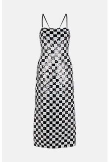 chequered sequin midi cami dress