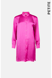 petite satin longline shirt