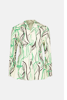 abstract swirl print satin crepe slim fit shirt