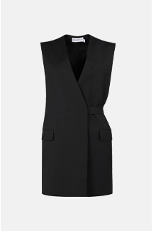 longline collarless vest